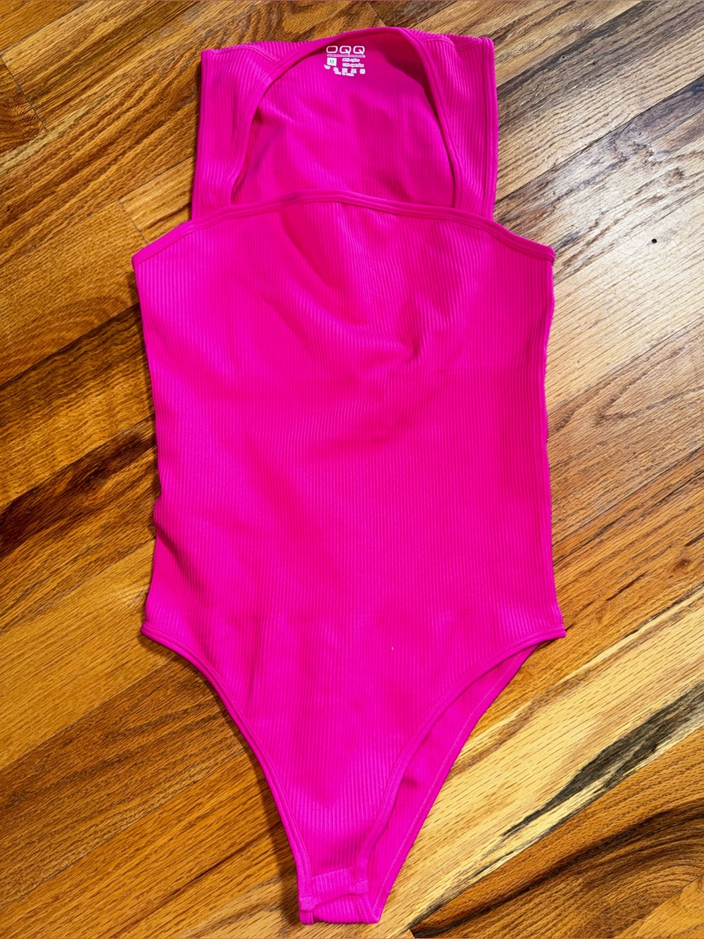 OQQ Ribbed Hot Pink One-Piece Bodysuit size Small